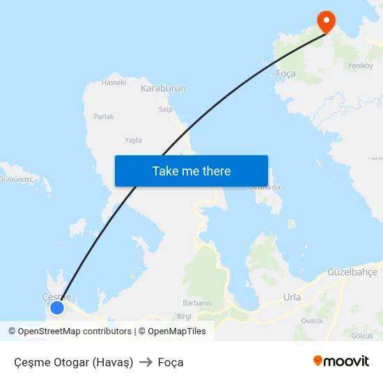 Çeşme Otogar (Havaş) to Foça map