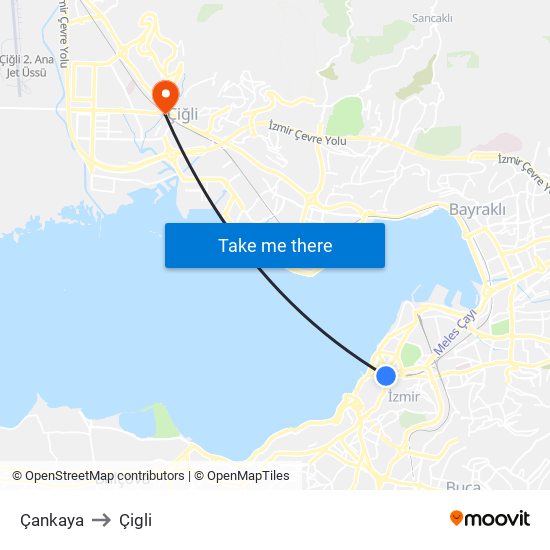 Çankaya to Çigli map