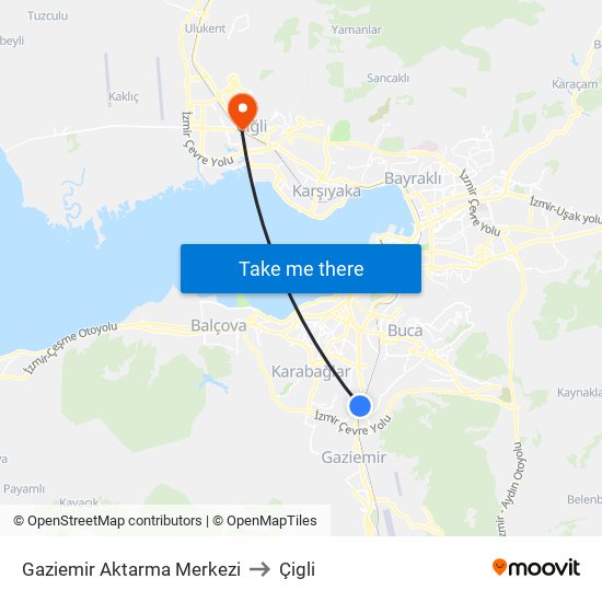 Gaziemir Aktarma Merkezi to Çigli map