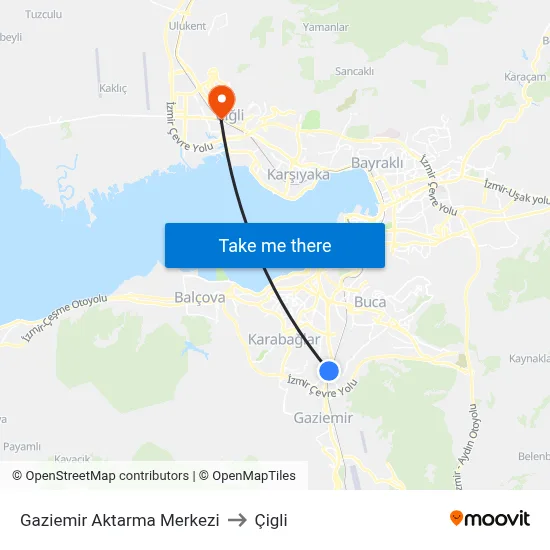 Gaziemir Aktarma Merkezi to Çigli map