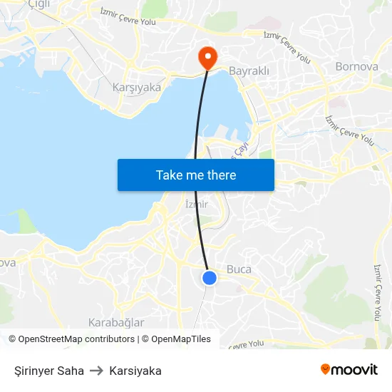 Şirinyer Saha to Karsiyaka map