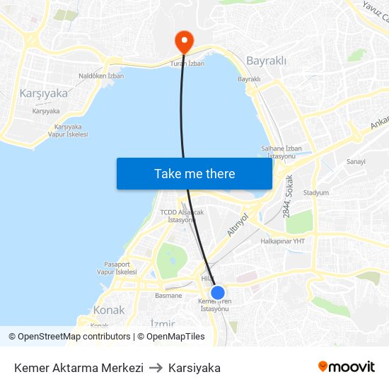 Kemer Aktarma Merkezi to Karsiyaka map