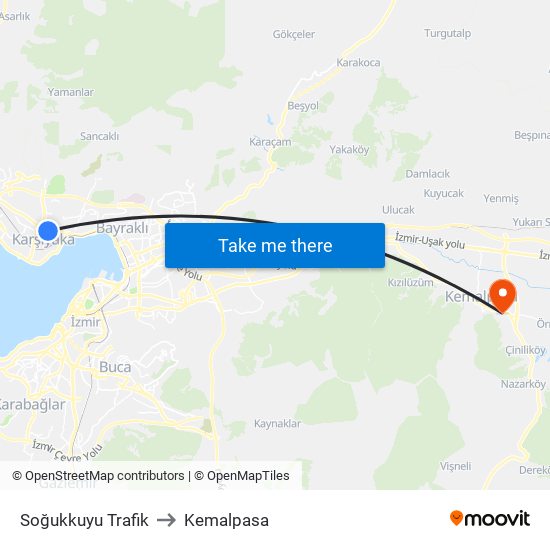 Soğukkuyu Trafik to Kemalpasa map