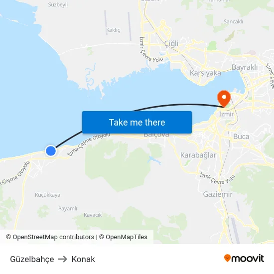 Güzelbahçe to Konak map
