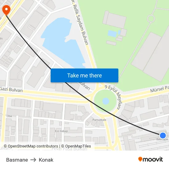 Basmane to Konak map