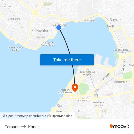 Tersane to Konak map