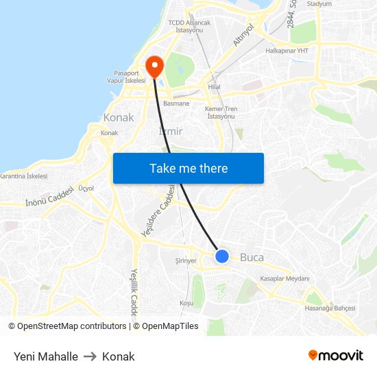 Yeni Mahalle to Konak map
