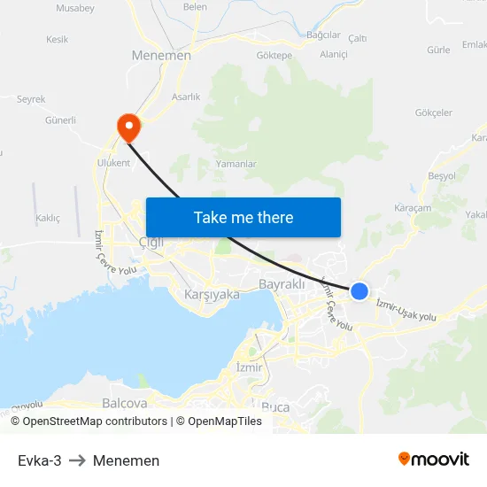 Evka-3 to Menemen map