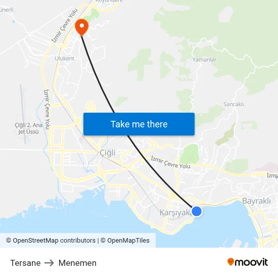 Tersane to Menemen map