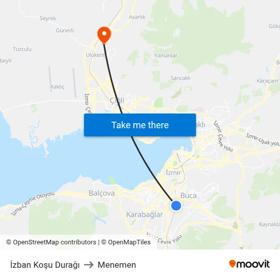 İzban Koşu Durağı to Menemen map