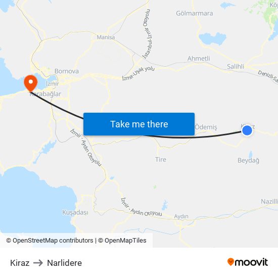 Kiraz to Narlidere map