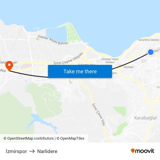 İzmirspor to Narlidere map