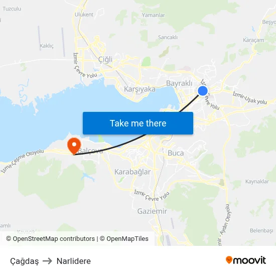 Çağdaş to Narlidere map