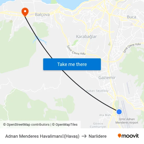 Adnan Menderes Havalimanı✈(Havaş) to Narlidere map