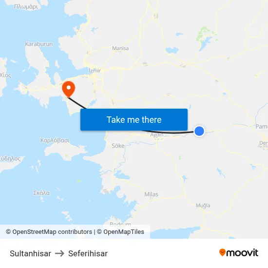 Sultanhisar to Seferihisar map