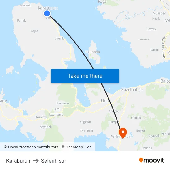 Karaburun to Seferihisar map