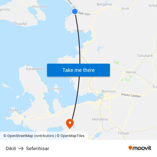 Dikili to Seferihisar map