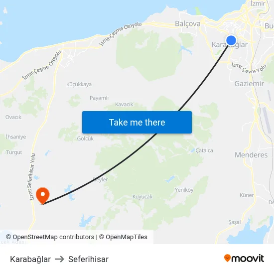 Karabağlar to Seferihisar map
