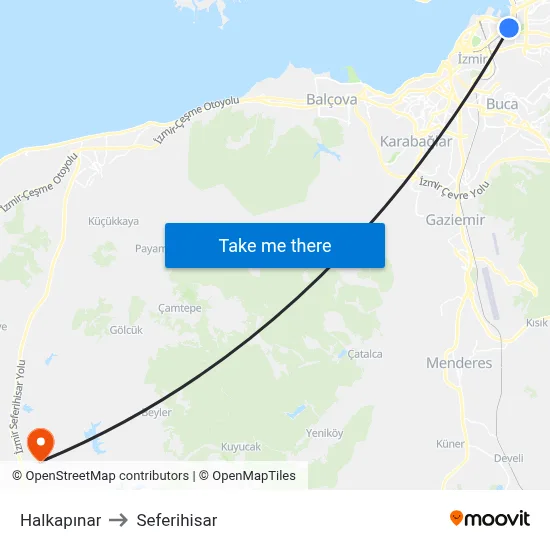 Halkapınar to Seferihisar map