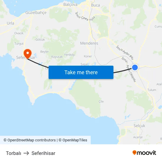Torbalı to Seferihisar map