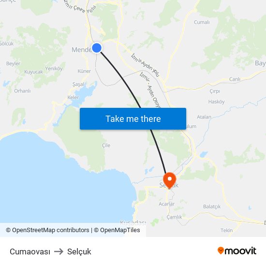 Cumaovası to Selçuk map