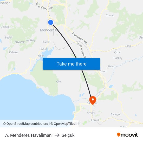 A. Menderes Havalimanı to Selçuk map