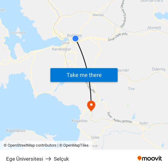 Ege Üniversitesi to Selçuk map