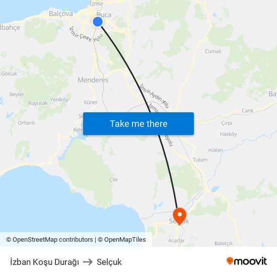 İzban Koşu Durağı to Selçuk map