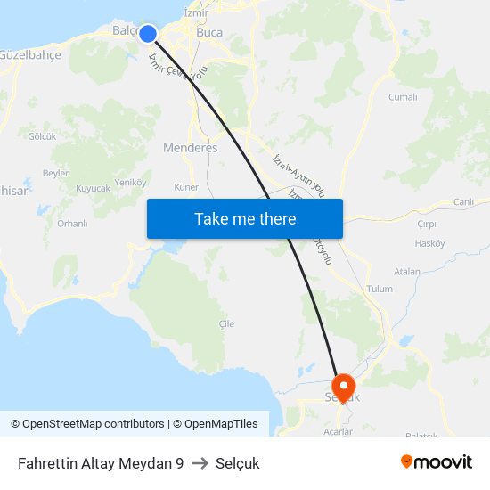 Fahrettin Altay Meydan 9 to Selçuk map