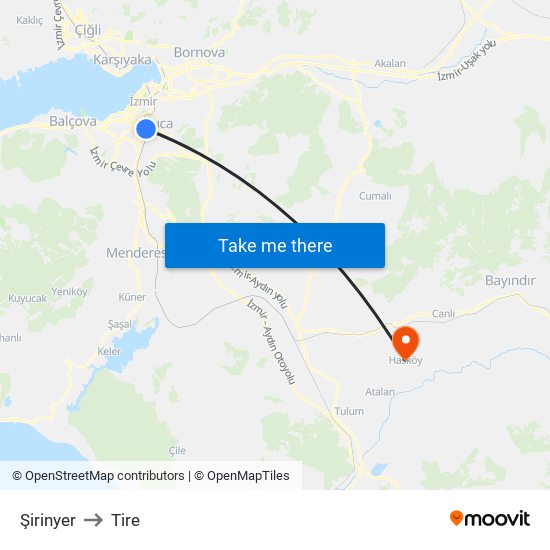 Şirinyer to Tire map
