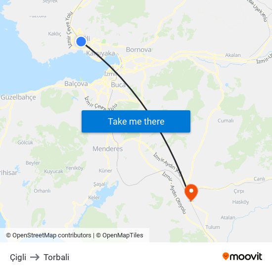 Çigli to Torbali map