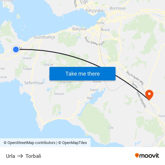 Urla to Torbali map