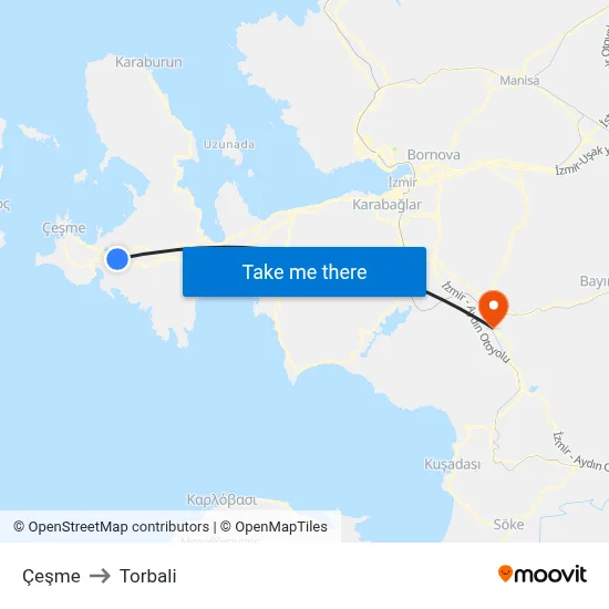 Çeşme to Torbali map