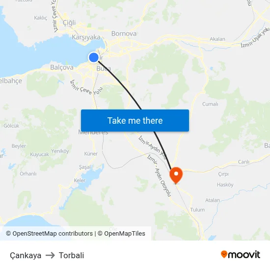 Çankaya to Torbali map