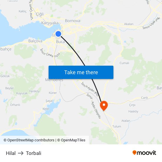 Hilal to Torbali map