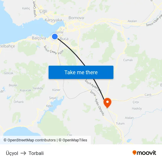 Üçyol to Torbali map