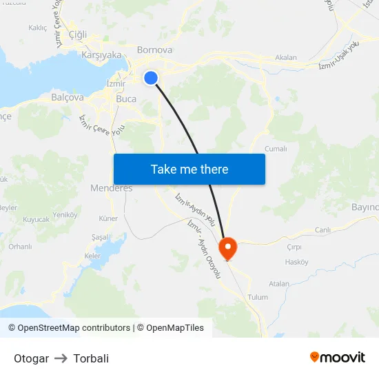 Otogar to Torbali map
