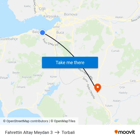 Fahrettin Altay Meydan 3 to Torbali map
