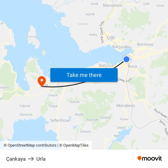Çankaya to Urla map