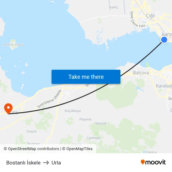 Bostanlı İskele to Urla map