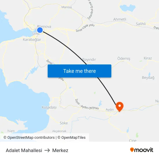 Adalet Mahallesi to Merkez map
