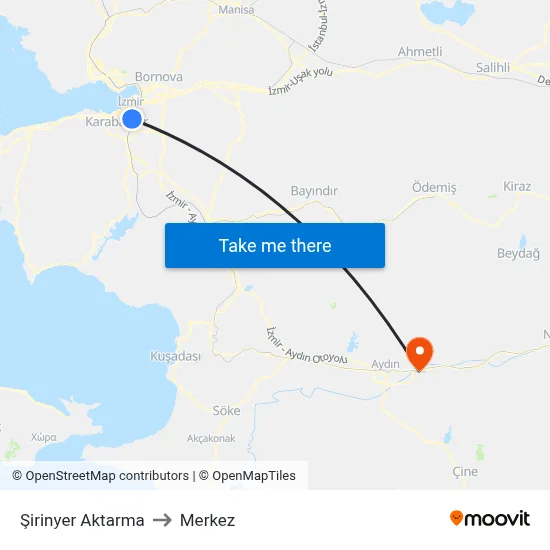 Şirinyer Aktarma to Merkez map