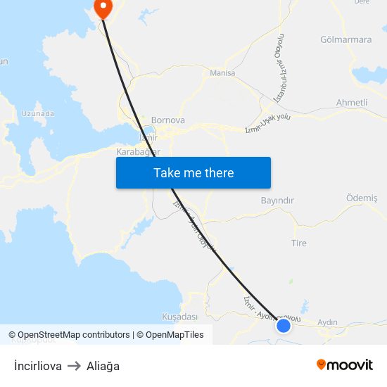 İncirliova to Aliağa map