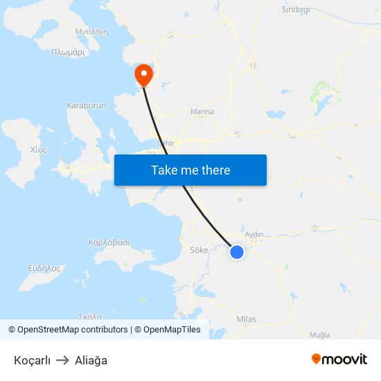 Koçarlı to Aliağa map