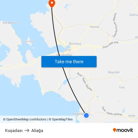Kuşadası to Aliağa map