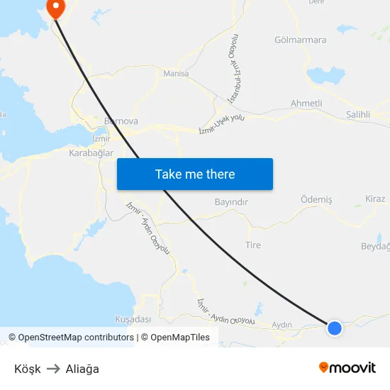 Köşk to Aliağa map
