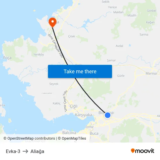 Evka-3 to Aliağa map