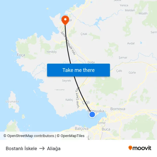 Bostanlı İskele to Aliağa map