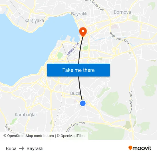 Buca to Bayraklı map