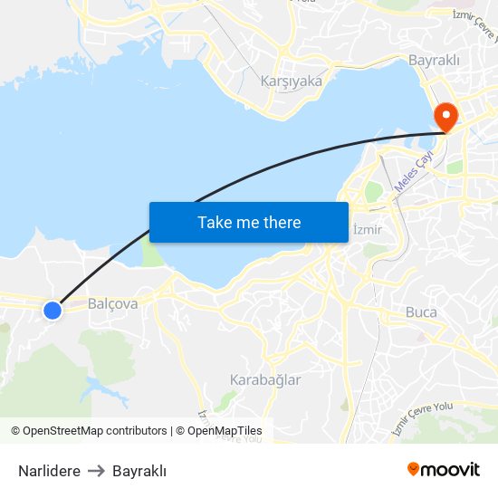 Narlidere to Bayraklı map